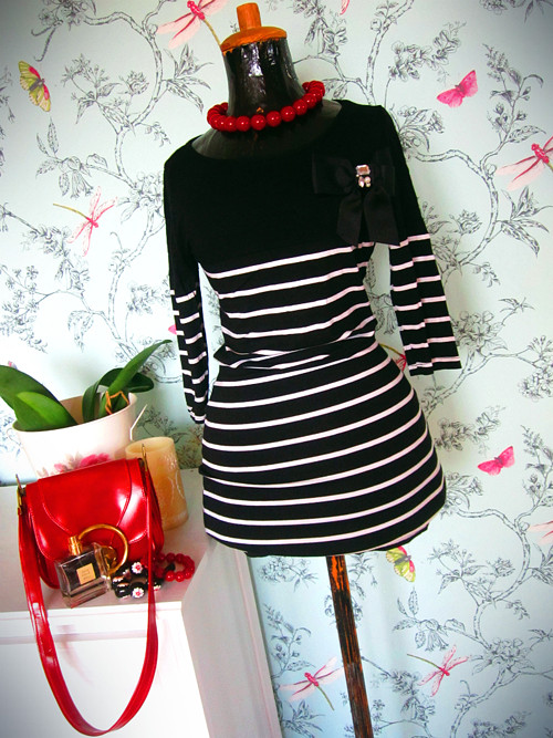 Minišatotunika black&white stripes — foto 1