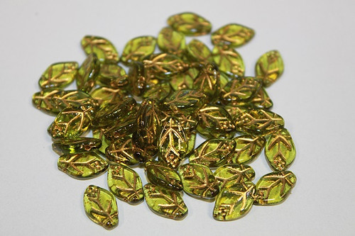 Lístečky - 12/7mm - olivín/bronz.zátěr -30ks