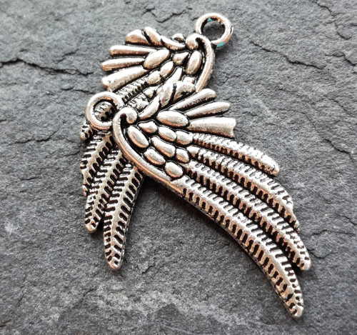 Andělská křídla 29x11 mm - starostříbrná - 2 ks
