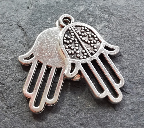 Hamsa 25 x 16 mm - starostříbrná - 2 ks