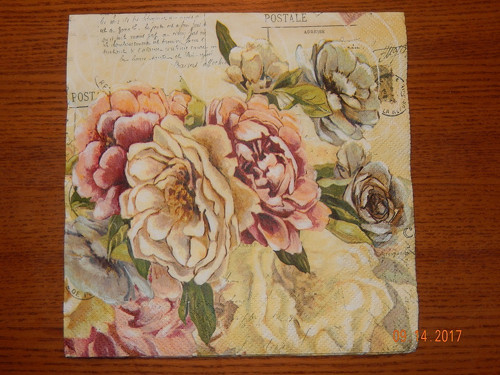 Ubrousek na decoupage - malované růže a písmo
