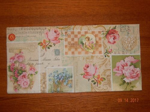 Ubrousek na decoupage - květiny, andílek, vintage