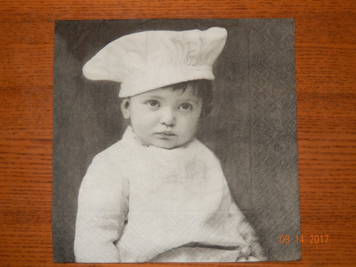 Ubrousek na decoupage - kuchtík, vintage