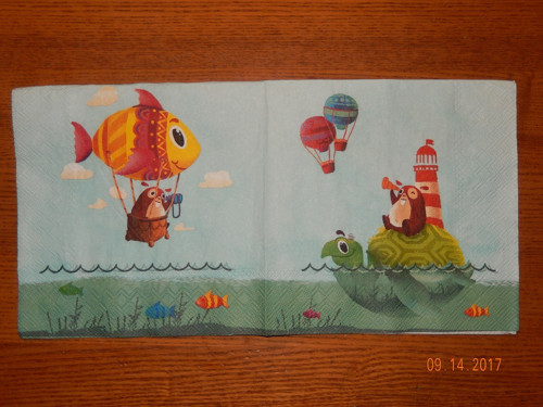 Ubrousek na decoupage - potkali se na rybníku