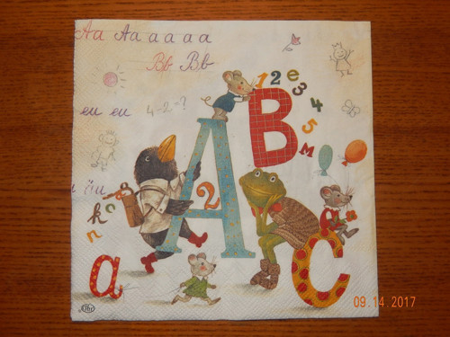 Ubrousek na decoupage - hrajeme si s abecedou