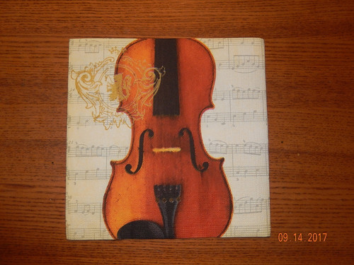 Ubrousek na decoupage - housle a noty