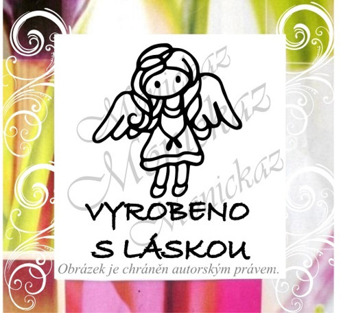 Anděl vyrobeno s láskou. Razítko.