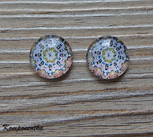 Skleněný kabošon s mandalou 12mm 1kus