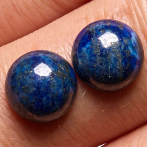 Lapis lazuli- kabošon, 10 mm, pár — foto 1