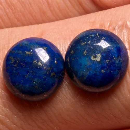 Lapis lazuli- kabošon, 10 mm, pár — foto 1