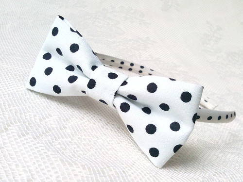 Pin Up headband (white with black polka dots)