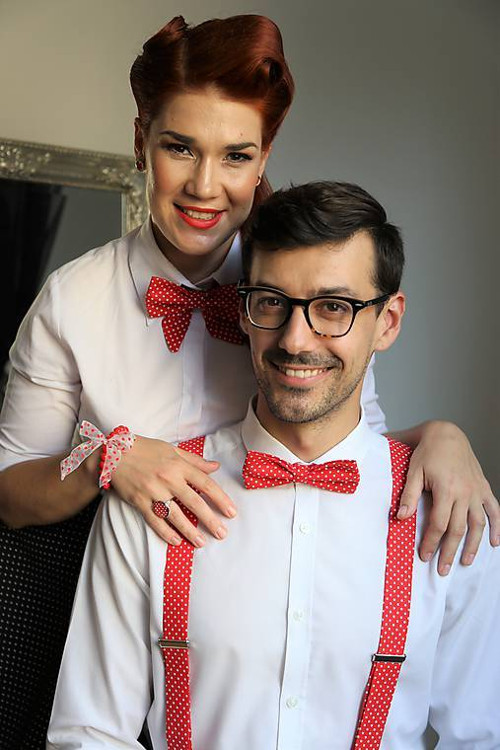 Karkulka set (red/small white polka dots)
