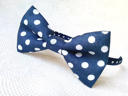 Pin Up headband (navy blue with white polka dots)