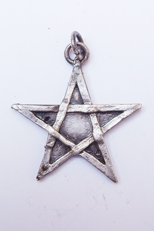 Přívěsek Pentagram plný - stříbro s patinou