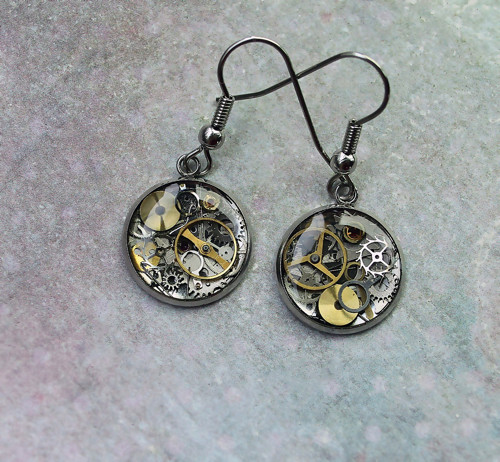 Steampunkové náušnice /nerez/ — foto 1