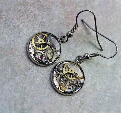 Steampunkové náušnice /nerez/ — foto 1