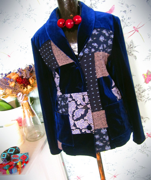 Sáčko patchwork v sametu — foto 1