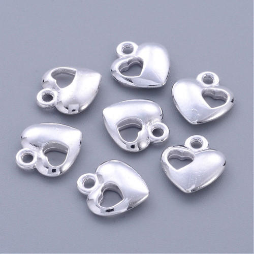 Srdce 13x11mm (10ks) - stříbro — foto 1