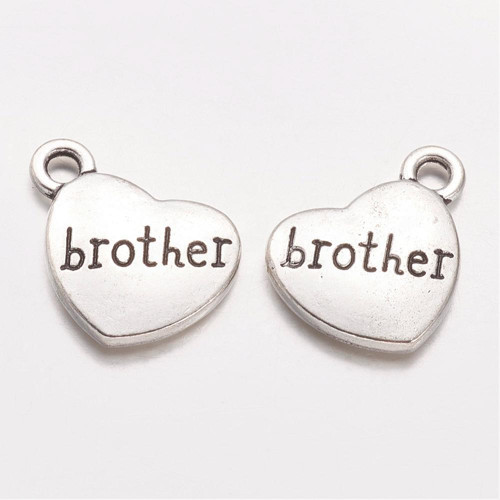 Přívěsek "BROTHER" 13x15mm (2ks) - platina