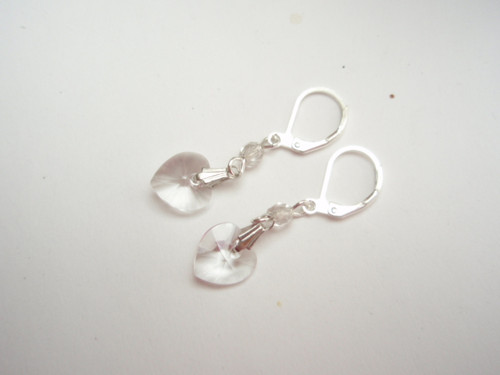 Srdíčko -Crystal swarovski, postříbřené - náušnice — foto 1