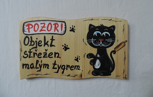 Cedule na plot-kočka hlídací
