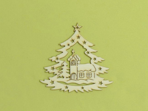 Výsek - stromeček s kostelíkem vel. 10x10,5cm