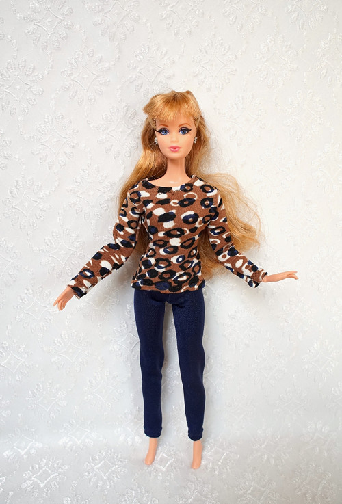 Modro-hnědý komplet pro Barbie — foto 1