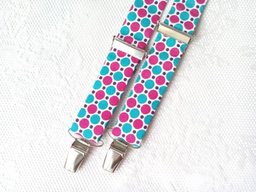 Suspenders for kids (fuchsia&turquoise dots)
