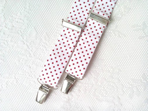 Suspenders for kids (white/small red polka dots)