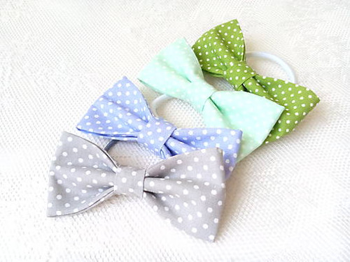 Mini Pin Up hair bows (grey/baby blue/mint/green)