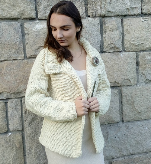 Ručně předený vlněný kabátek Natural — foto 1