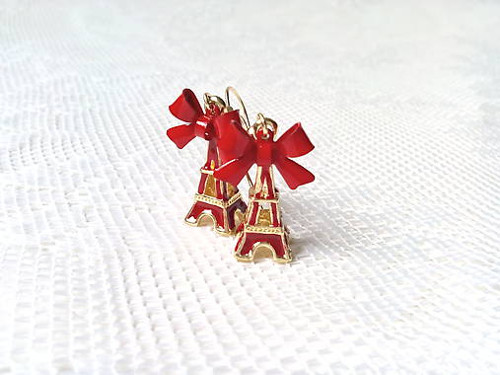 Eiffel earrings (red/24k Gold)