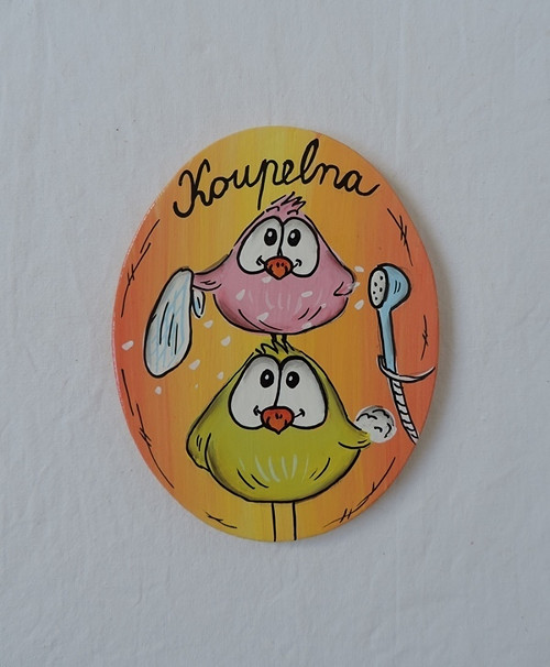 Cedulka na dveře-pipi ovál oranžová-koupelna