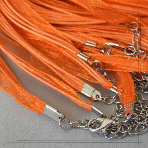 Organzová šňůrka - oranžová - 1 ks