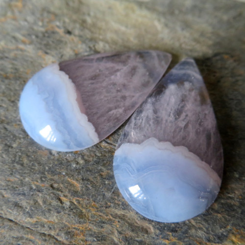Modrý chalcedon ; náušnicový pár č.1 — foto 1
