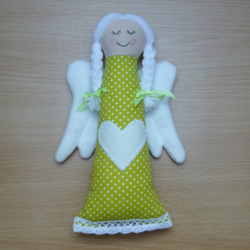 Andílek na objednávku 25cm - zelený puntík — foto 1