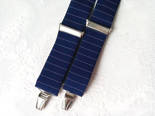 Retro gentleman suspenders (dark blue/stripes)