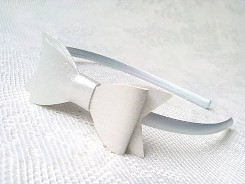 Silver bow headband