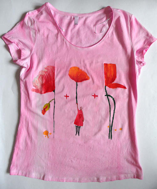 DÁMSKÉ TRIČKO Mák setý/Papaver rostlina vintage