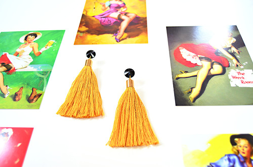 Náušnice Yellow Black Tassel — foto 1