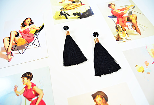 Náušnice Gold Black Long Tassel — foto 1