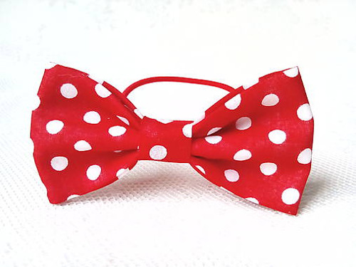 Mini Pin Up hair bow (red/white polka dots)