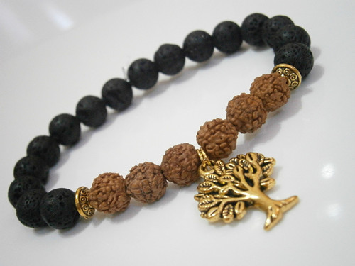 "Rudraksha/Láva" - náramek se stromem života