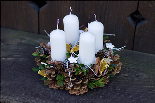 Adventní věneček bílý-pomerančový