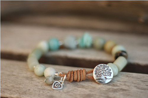 Boho náramok z minerálov amazonit — foto 1