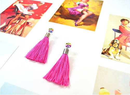 Náušnice Silver Pink Tassel — foto 1