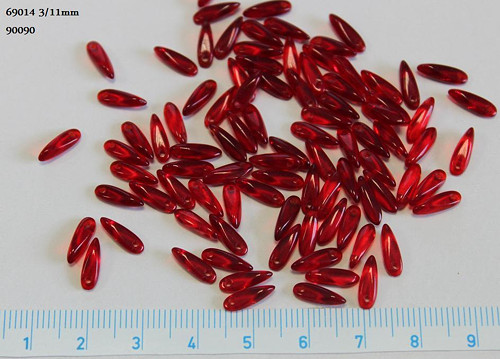 Jazýčky - 3/11mm - červená/rubín - 30ks - 12kč