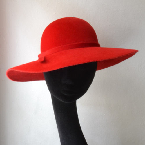 Dámský Plstěný Klobouk Floppy Hat Červený