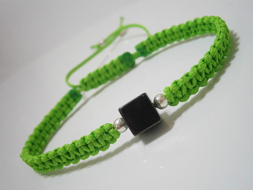 Zelený náramek s Hematitem (macramé) - pánský — foto 1