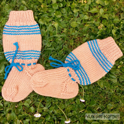 Přírodní pruhované ponožkonávleky, merino, 11,5 cm